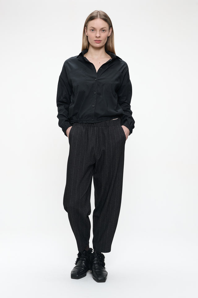 Aneta cotton poplin blouse | Black