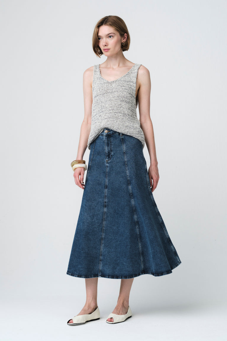 Nevada patched denim skirt | Summer Blue