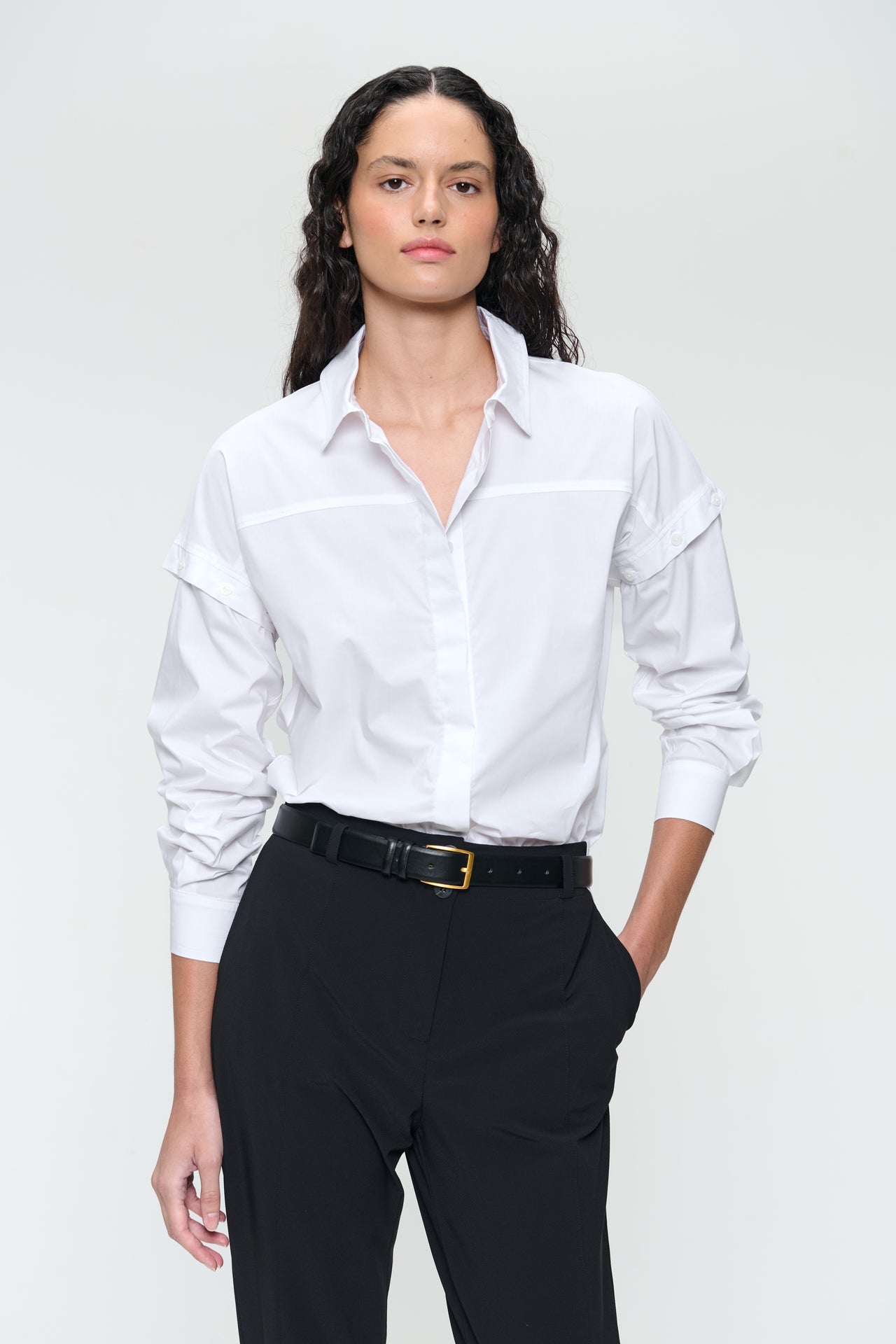 Faro cotton poplin blouse | White