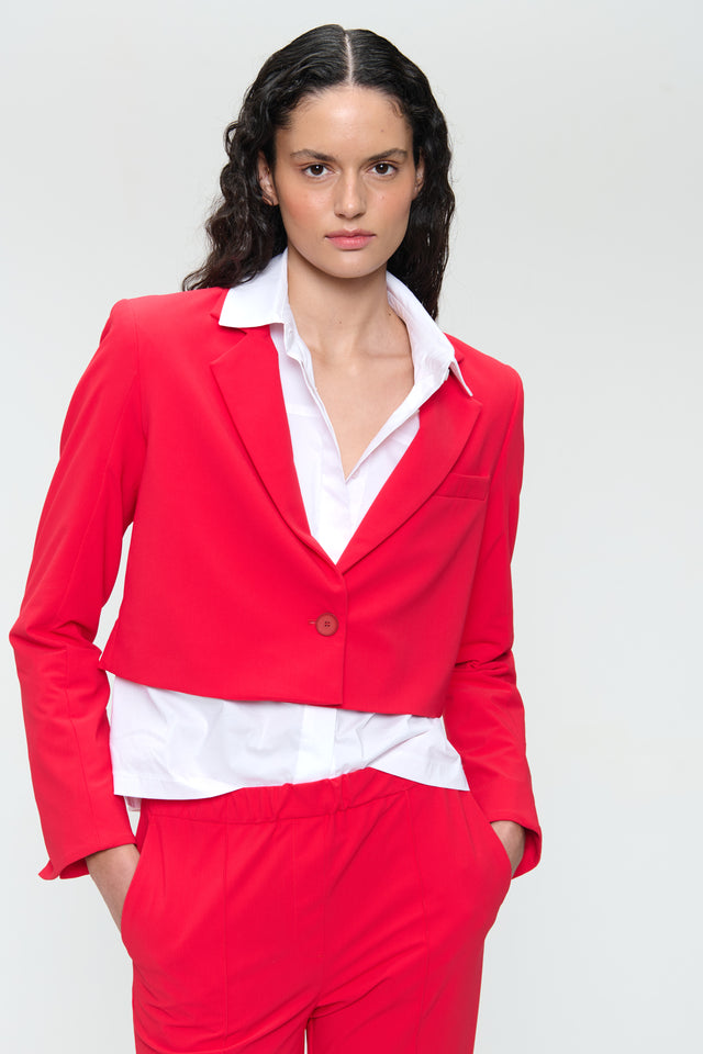 Estele structure technical jersey blazer | Red