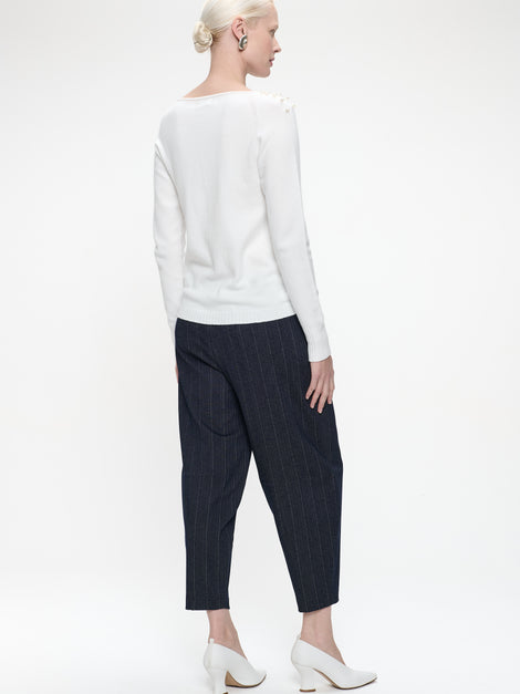 Pullover viscose pearls NB2445P | Off White