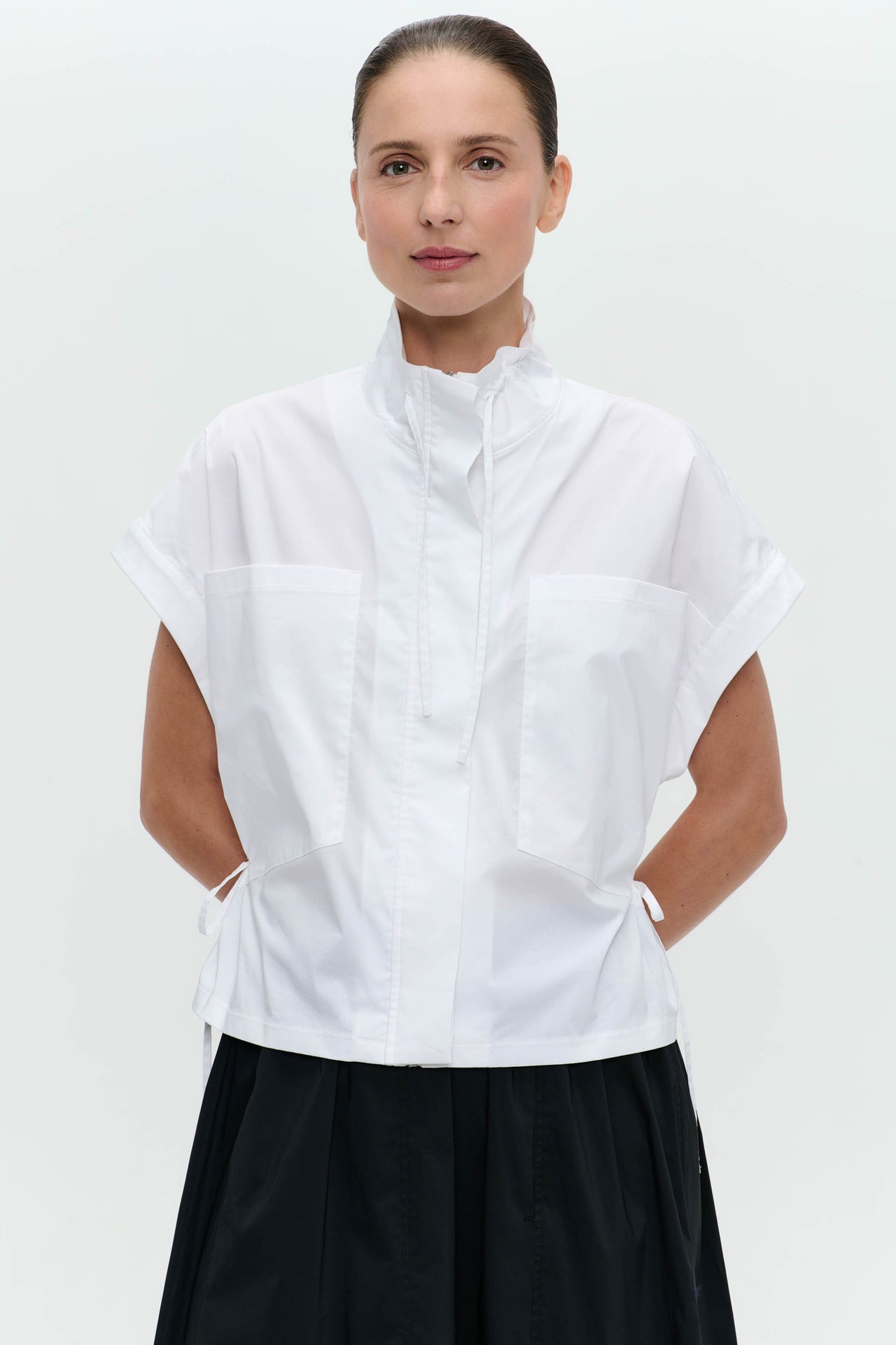 Paola polplin jacket blouse | White