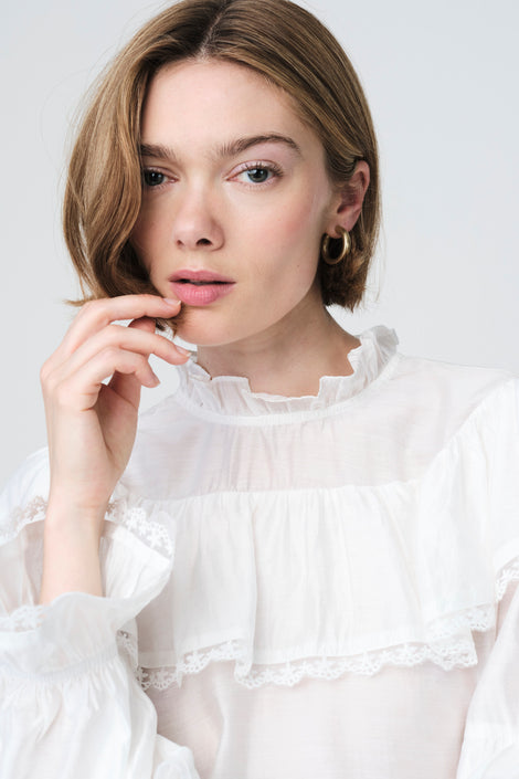 Mady viscose bohemian top | White