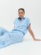 Renate shiny viscose blouse | Light Blue