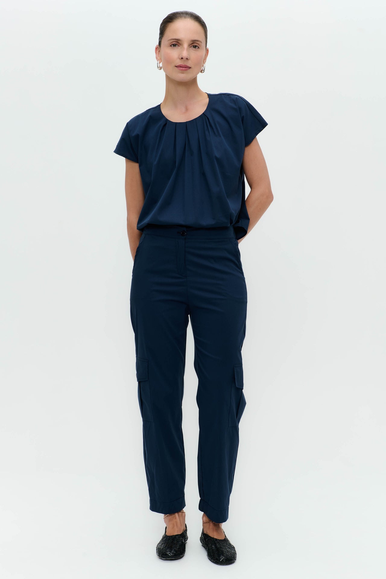 Papavero cotton top | Blue denim