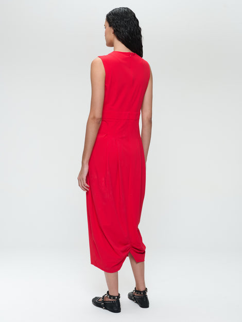 Jackie structure technical jersey dress | Red