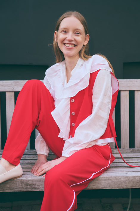 AntinyP structure tech jersay pants | Red
