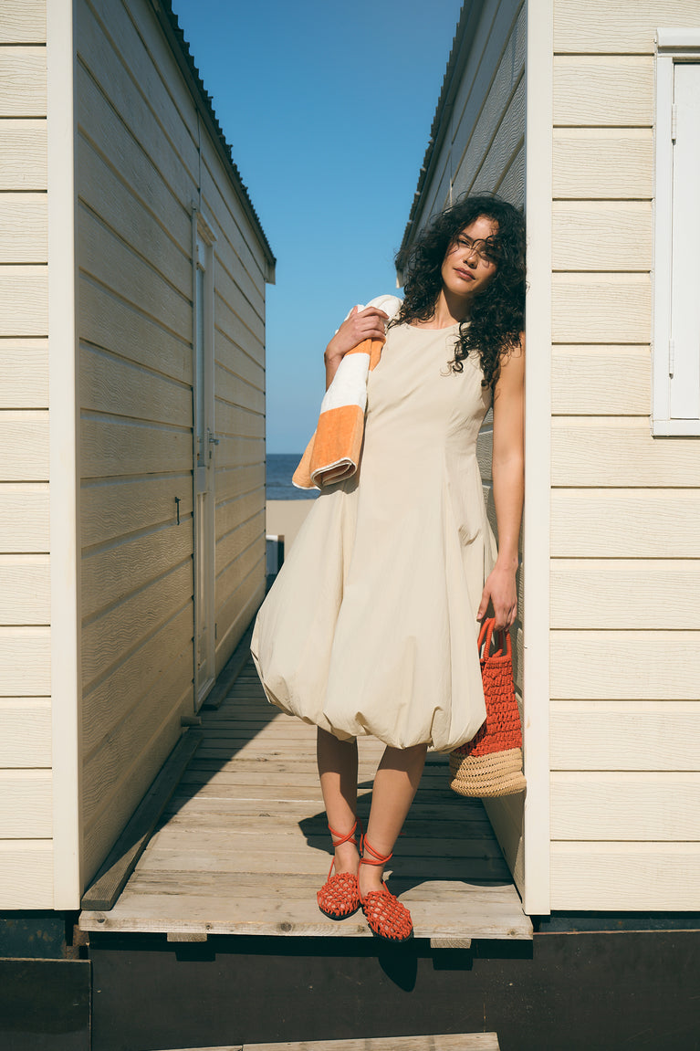 Satomi tafeta dress | Beige