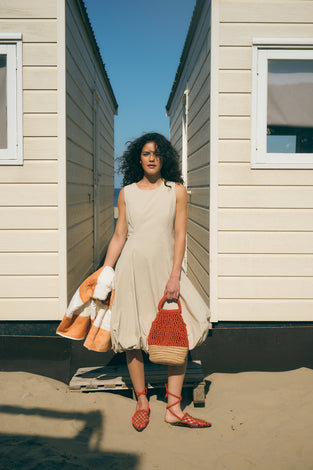 Satomi tafeta dress | Beige