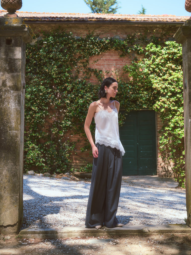 Nova viscose pleated pants | Grey