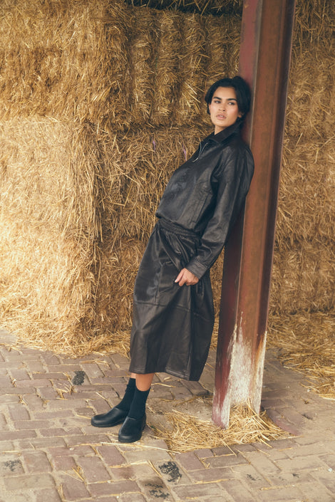 Pola eco leather bomber jacket | Dark Brown