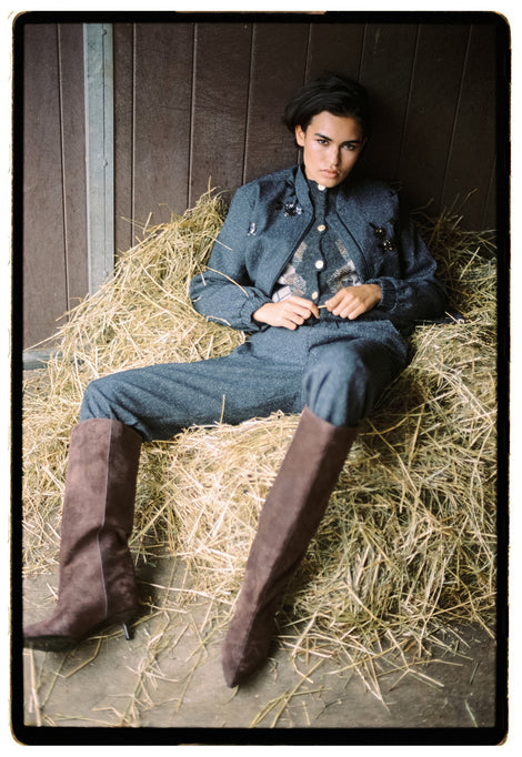 Urbino viscose blend pants | Black Melange