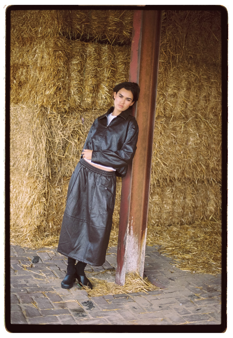Pola eco leather bomber jacket | Dark Brown
