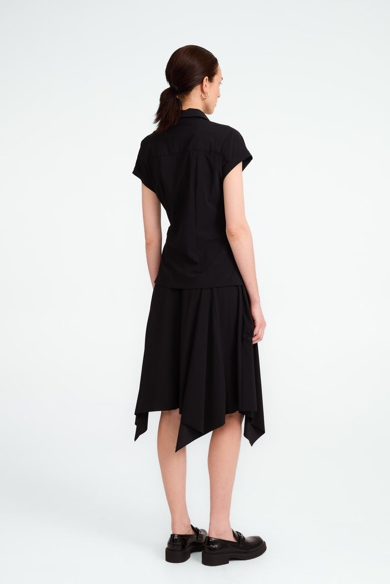 Aston strech technical jersey blouse | Black