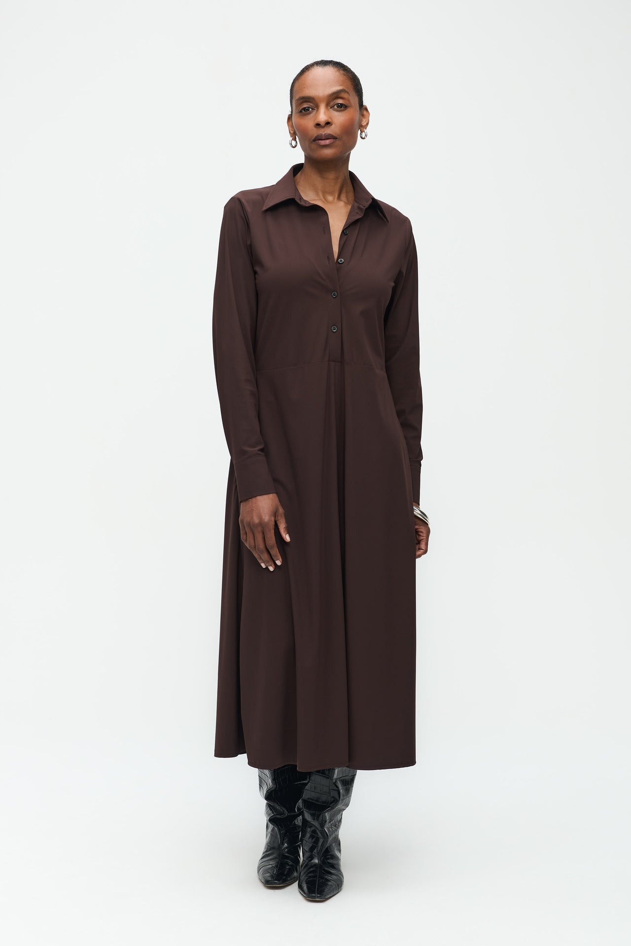 Devitta Dress Technical Jersey | Dark Brown