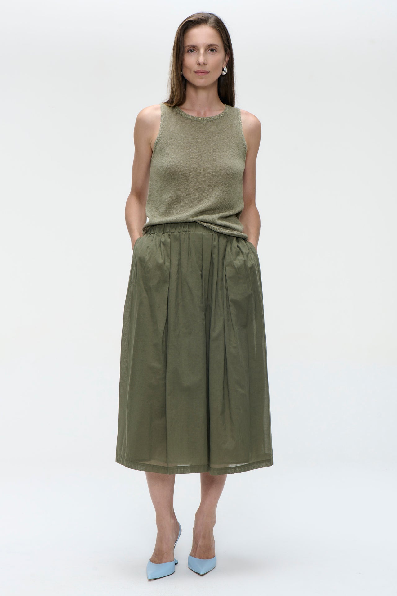 Alle voile cotton skirt | Green