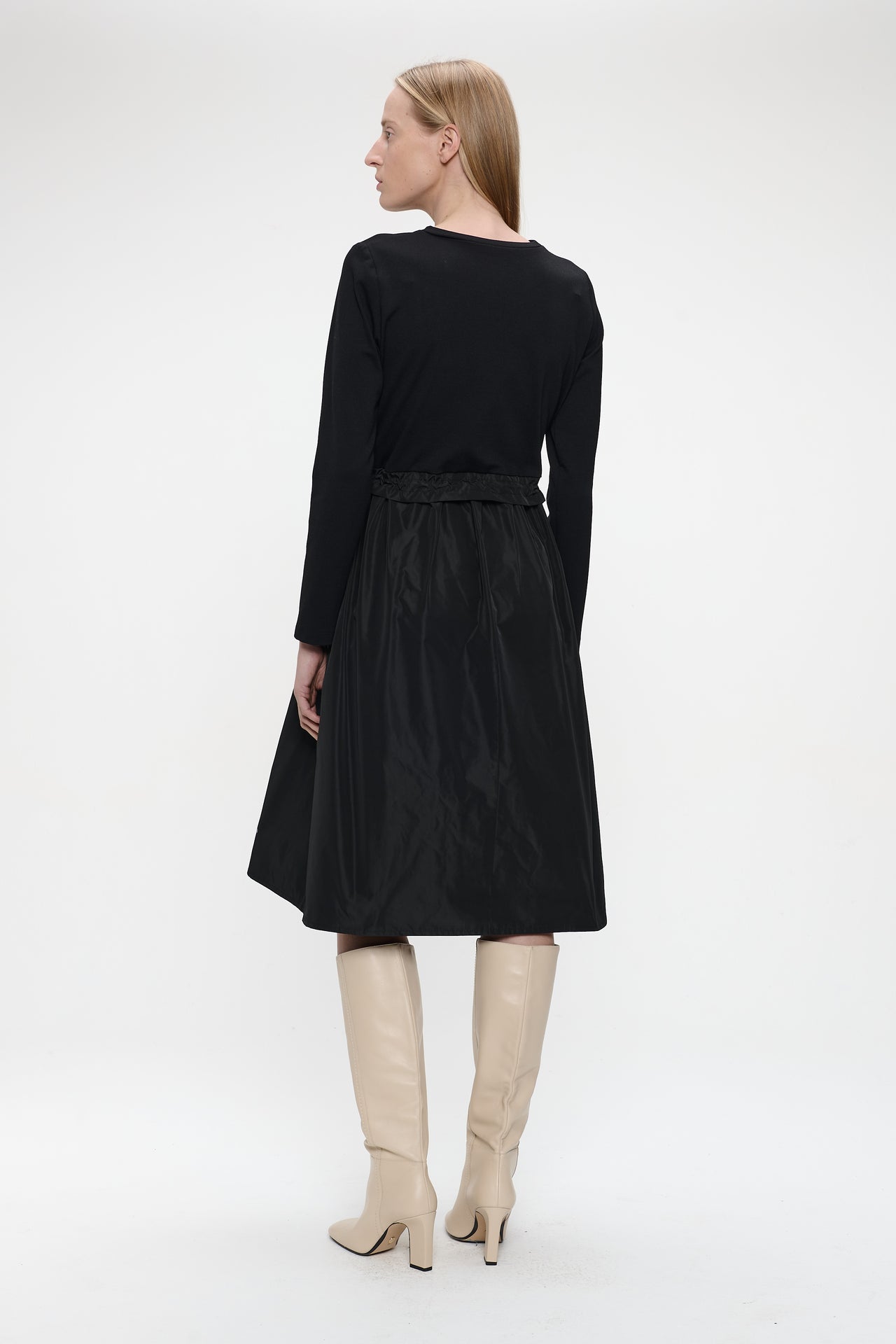 Ester mix cotton taffeta dress | Black