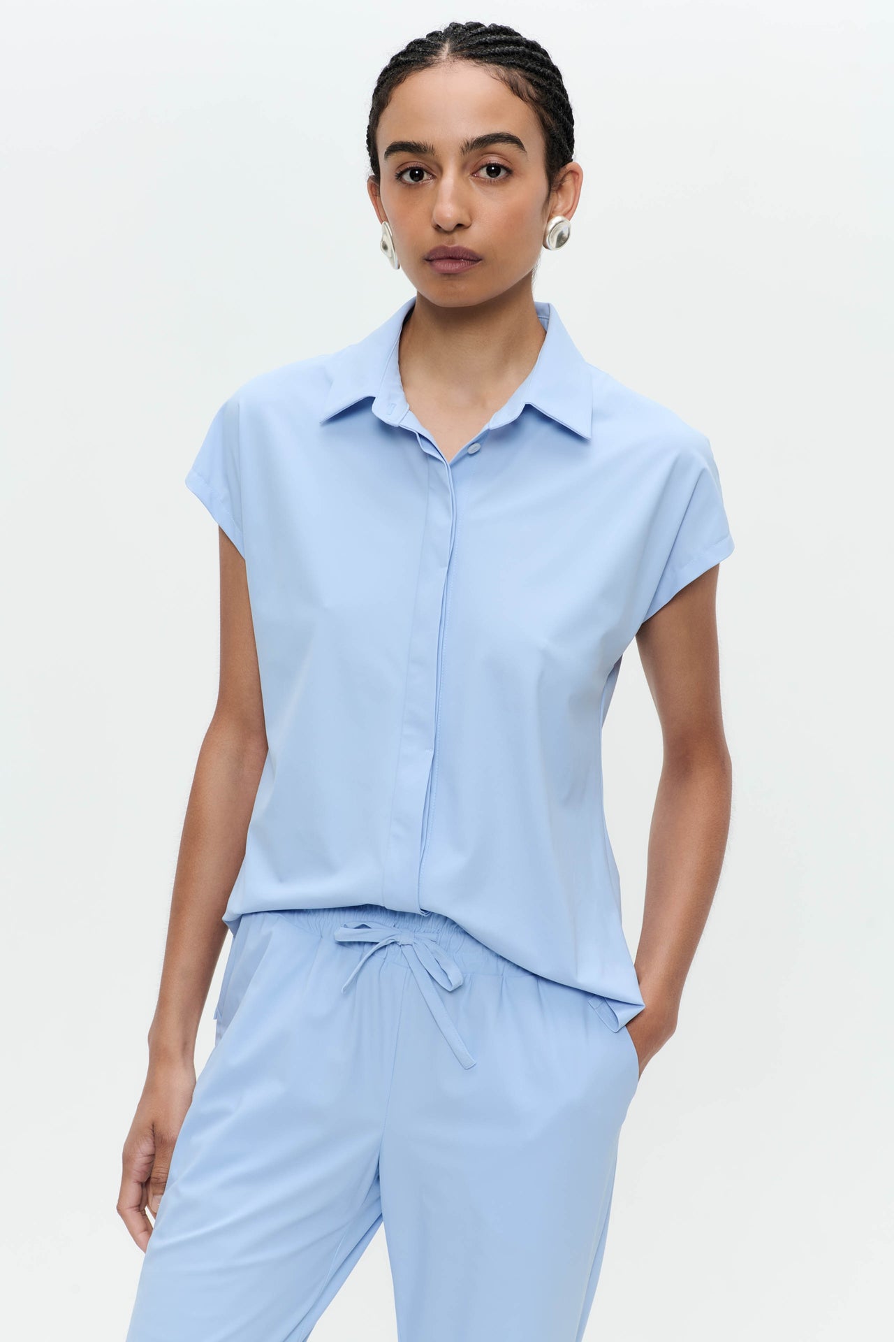 Wilma blouse technical jersey | Mid Blue