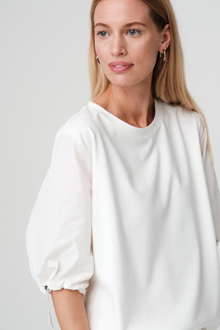 Pamela jersay/tafeta mix blouse | Off White
