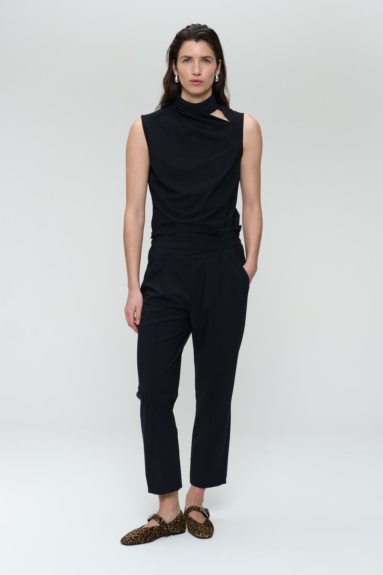 Naomi strech technical jersey top | Black