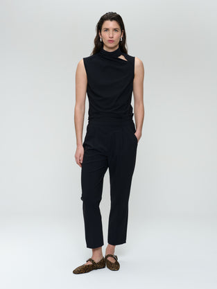 Naomi strech technical jersey top | Black