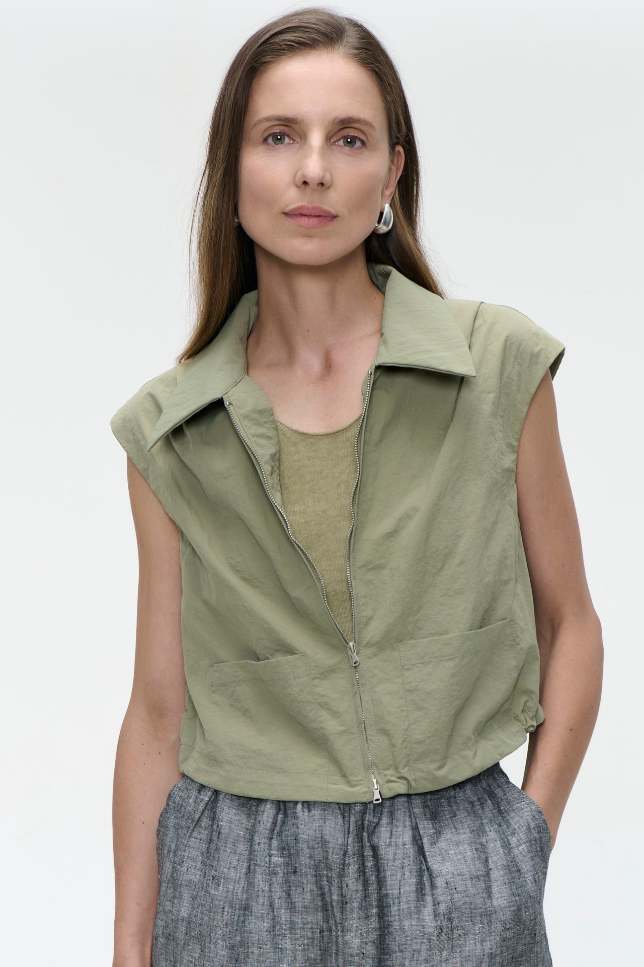 Emiko taffeta jacket | light Army