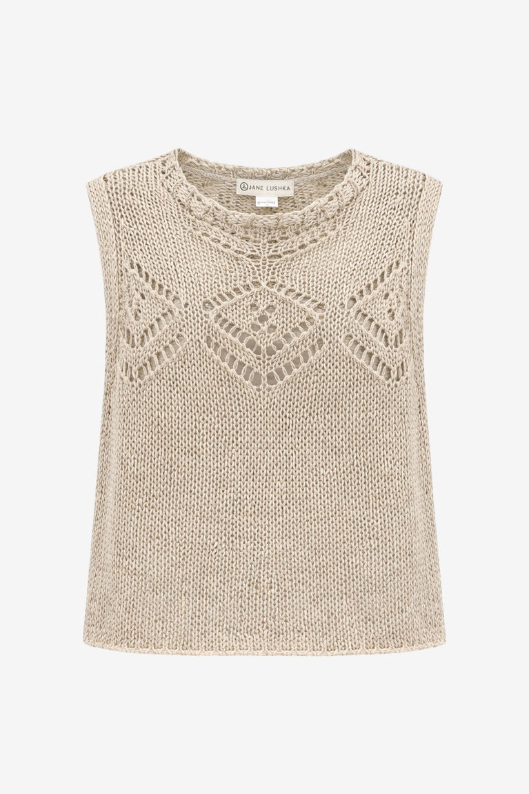 Sequined hole top 25052 | Beige