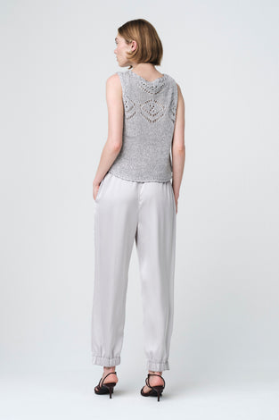 Sequined hole top 25052 | Light Grey