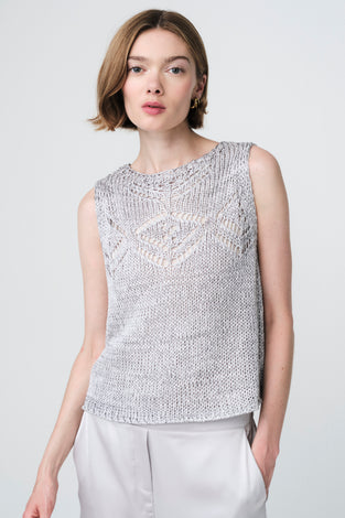 Sequined hole top 25052 | Light Grey