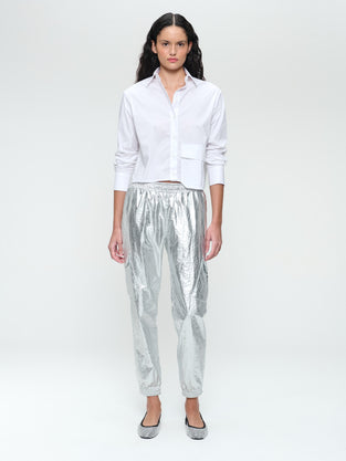 Alex silver shine foil pants | Silver