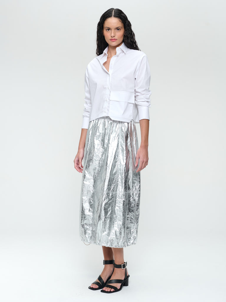 Maud silver shine foil skirt | Silver