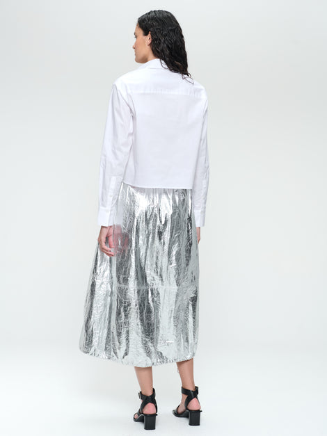 Maud silver shine foil skirt | Silver