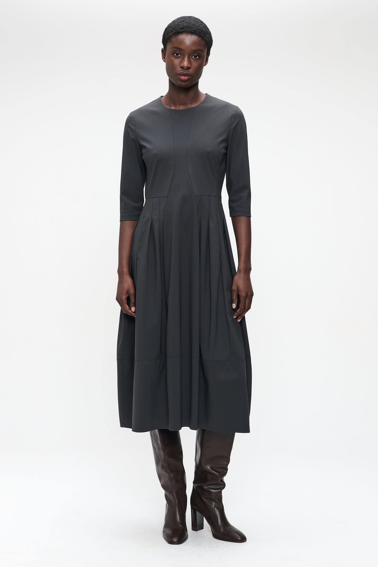 Heide tech jersay dress LS | Grey