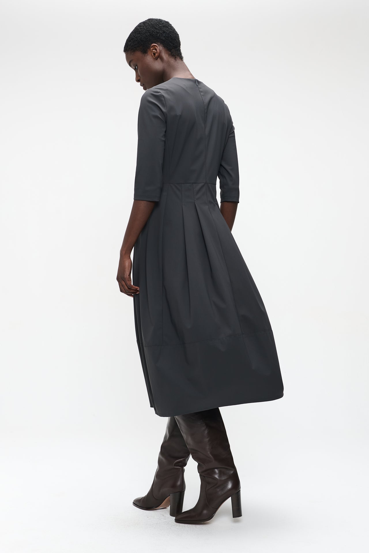 Heide tech jersay dress LS | Grey