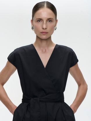 Poplin long dress 2945 | Black