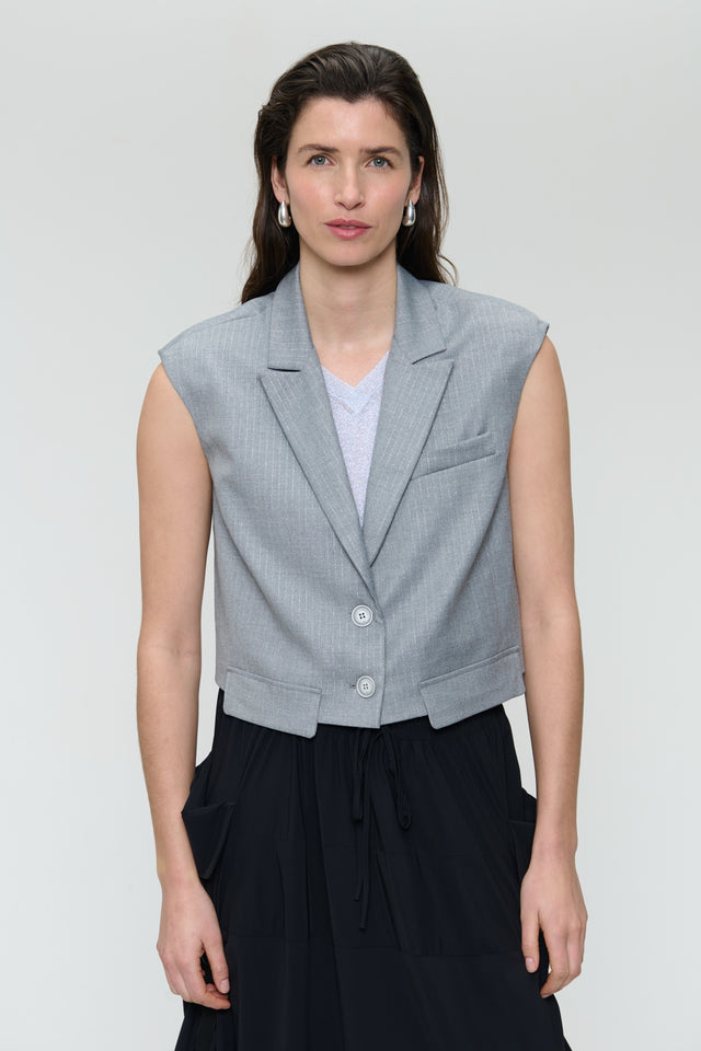 TillyN shiny line viscose vest | Grey