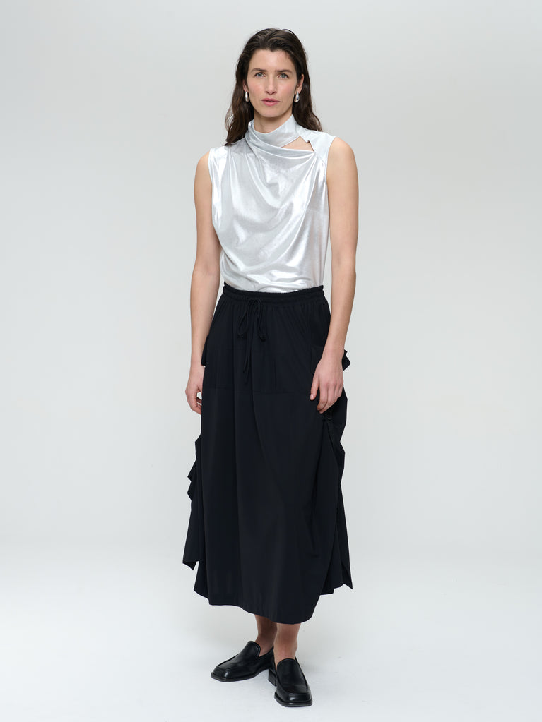 Rai strech technical jersey skirt | Black