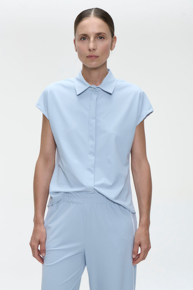 Wilma structure tech jersay blouse | Light Blue