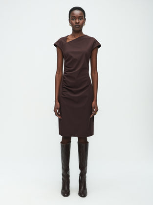 Georgia Dress Technical Jersey | Dark Brown