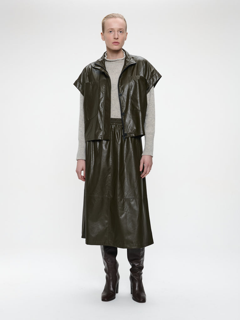 Paola eco leather blouse | Army