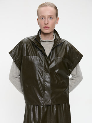 Paola eco leather blouse | Army