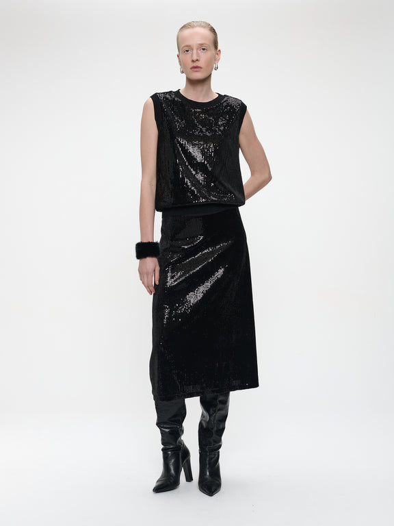 Pallino sequins top | Black