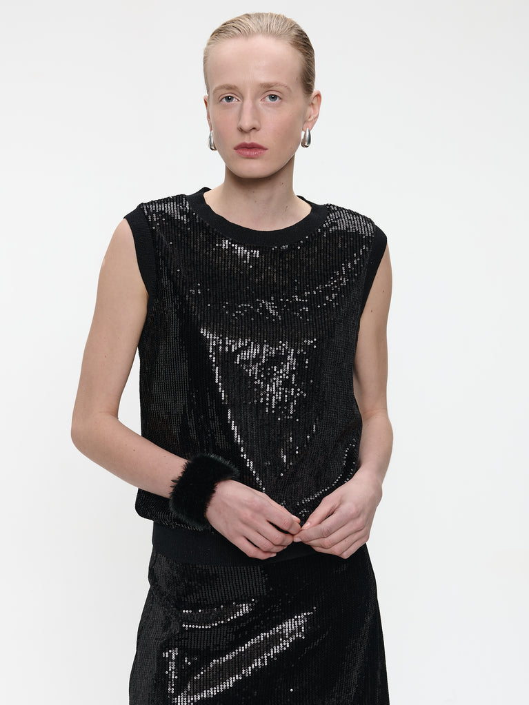 Pallino sequins top | Black