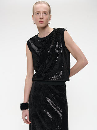Pallino sequins top | Black