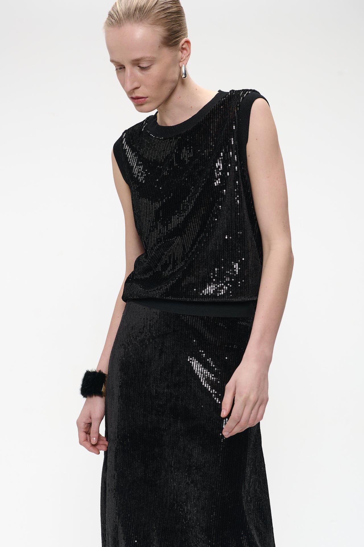 Pallino sequins top | Black