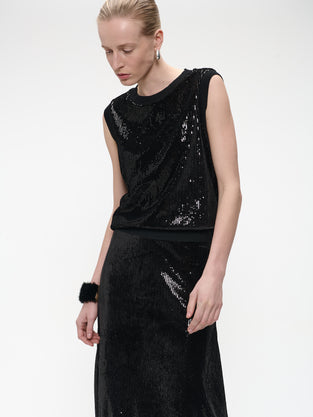 Pallino sequins top | Black