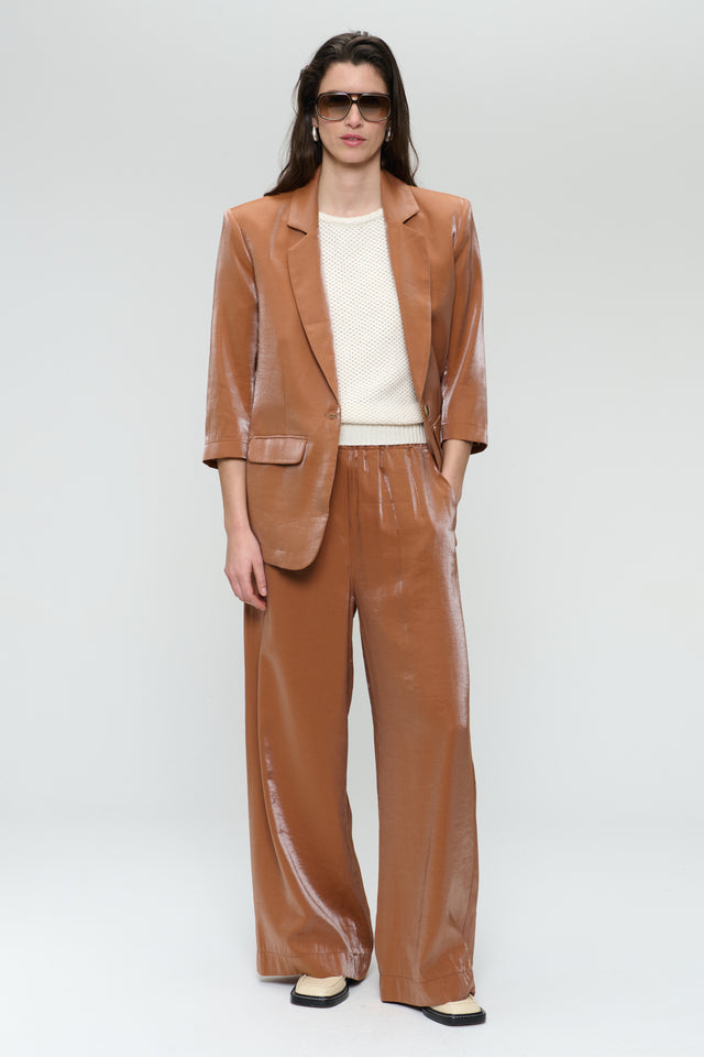 Fring shiny viscose blazer | Brown