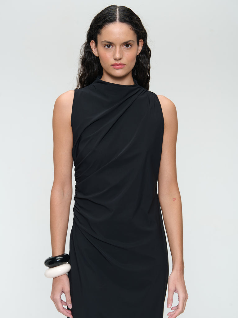 Verena strech technical jersey dress | Black