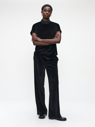 Simone velvet pants | Black shiny