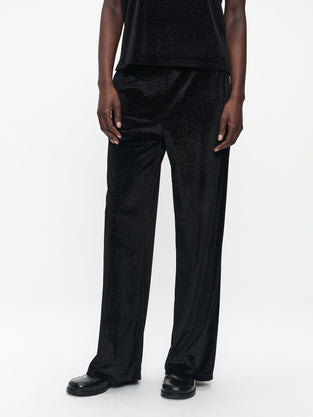 Simone velvet pants | Black shiny